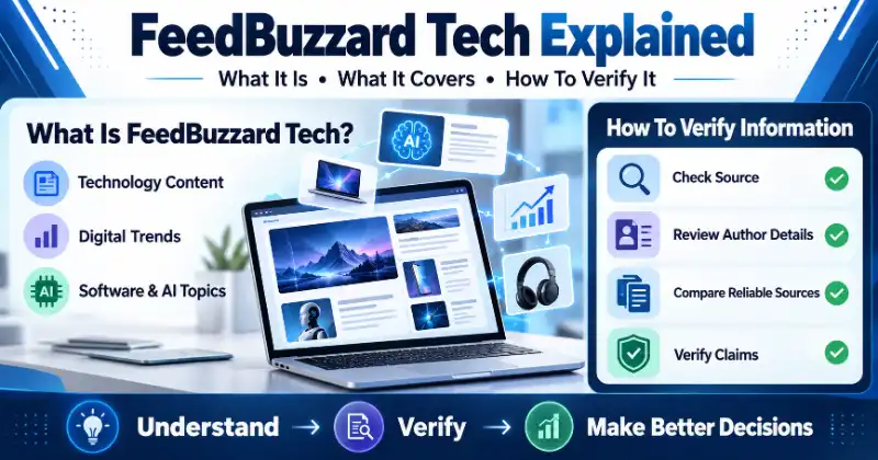 FeedBuzzard Tech explained with information about technology content, verification methods, and source checking