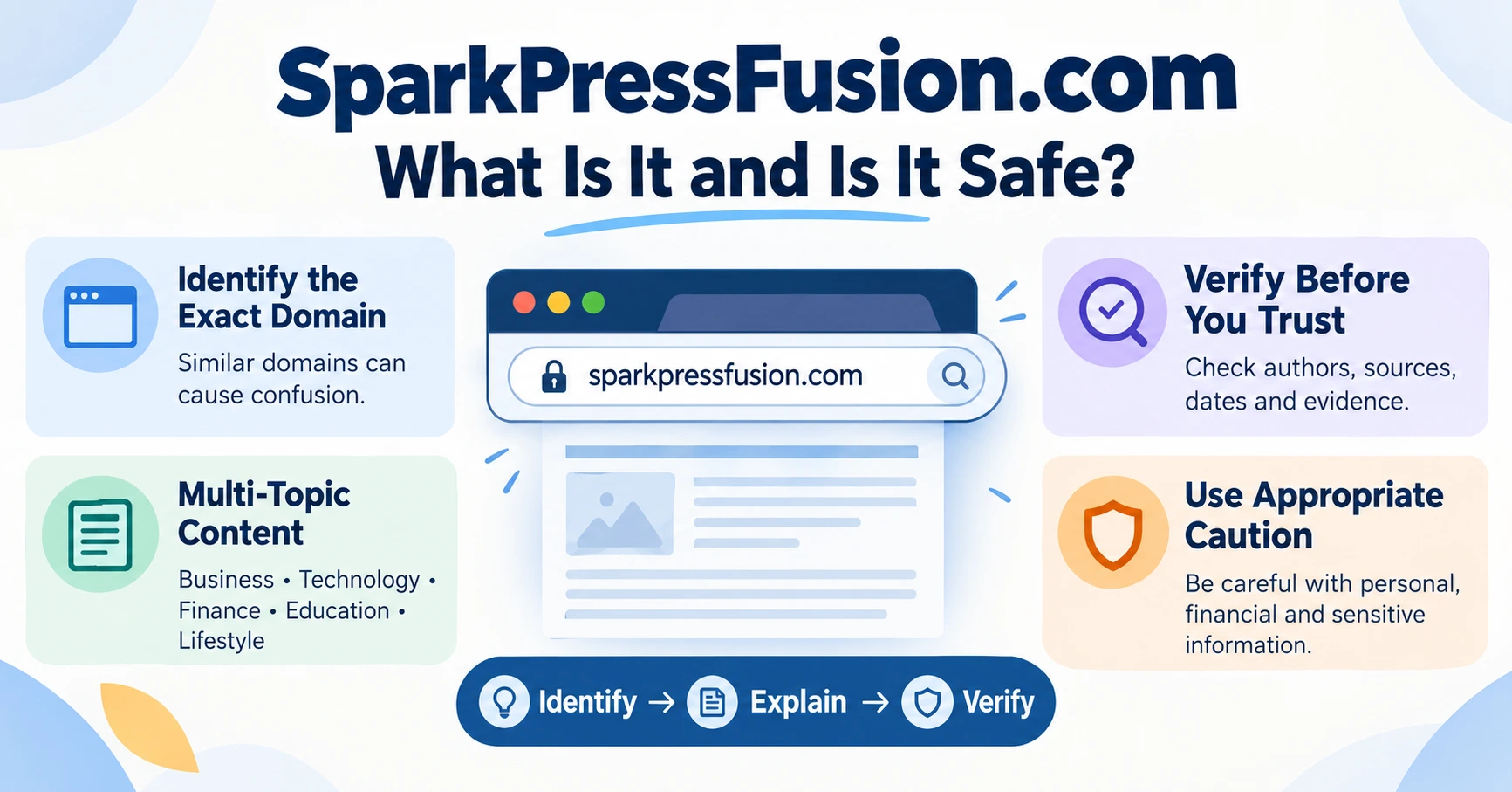 SparkPressFusion com website identity, content, verification and safety guide