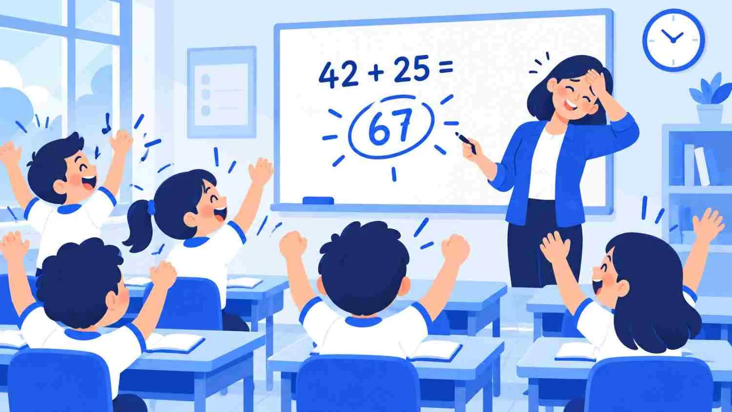 67 Meaning: teacher and students reacting to the number 67 in a classroom