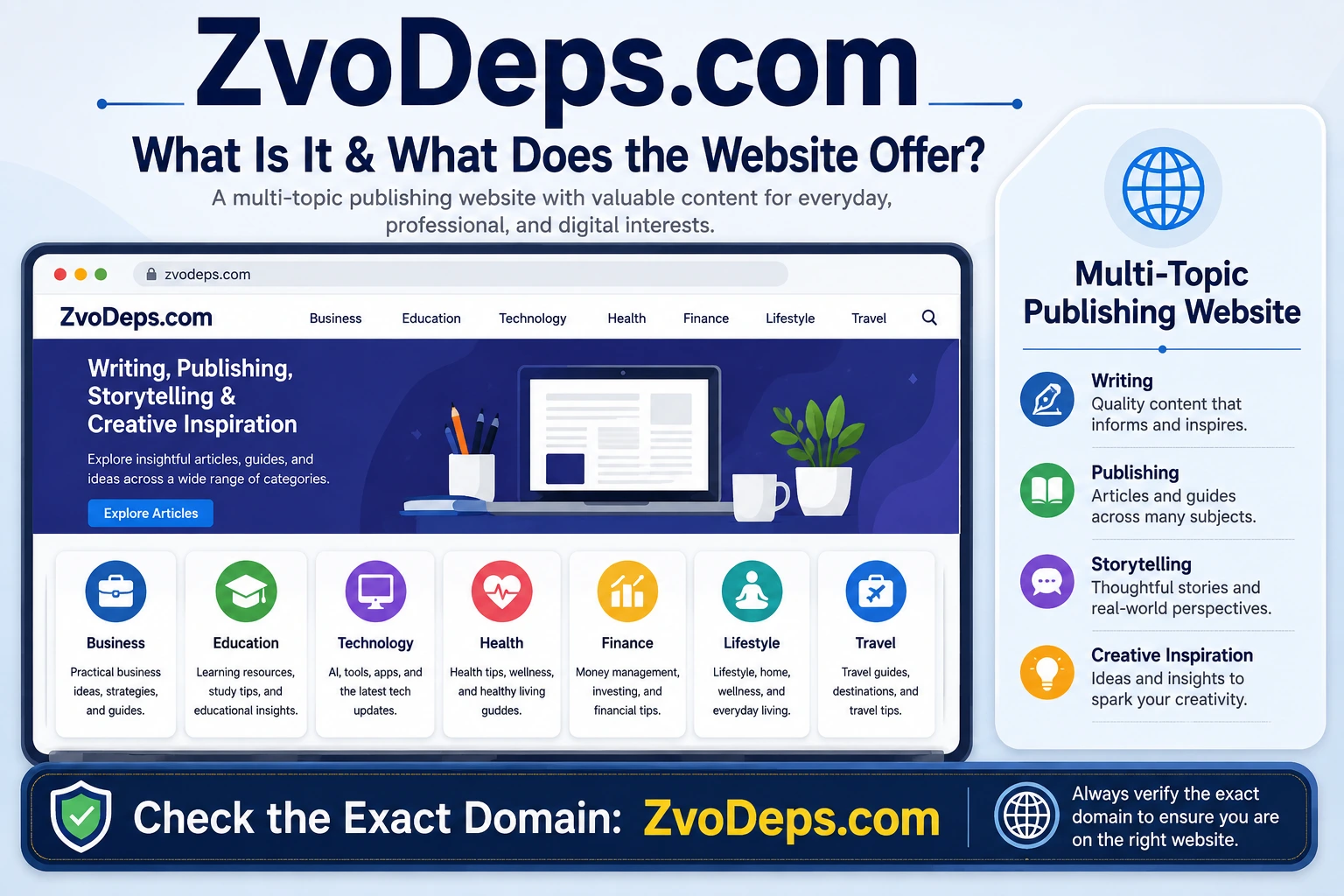ZvoDeps com multi-topic publishing website and content categories